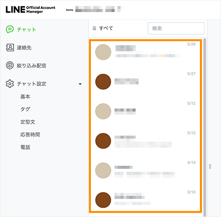 各チャットをクリックする画面